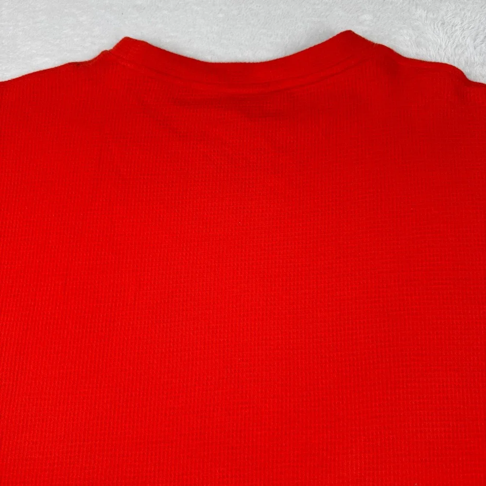 Lacoste Sleepwear Top Mens Large Red Waffle Knit Thermal Long Sleeve